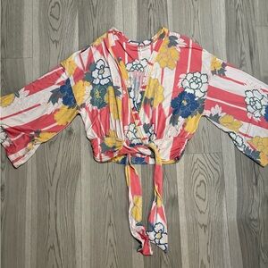 Free People Thats A Wrap Tie Front Top Size Large